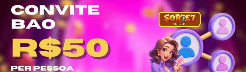 Jogador recebendo bônus de R$50 por convidar amigos no SORTE7 cassino.